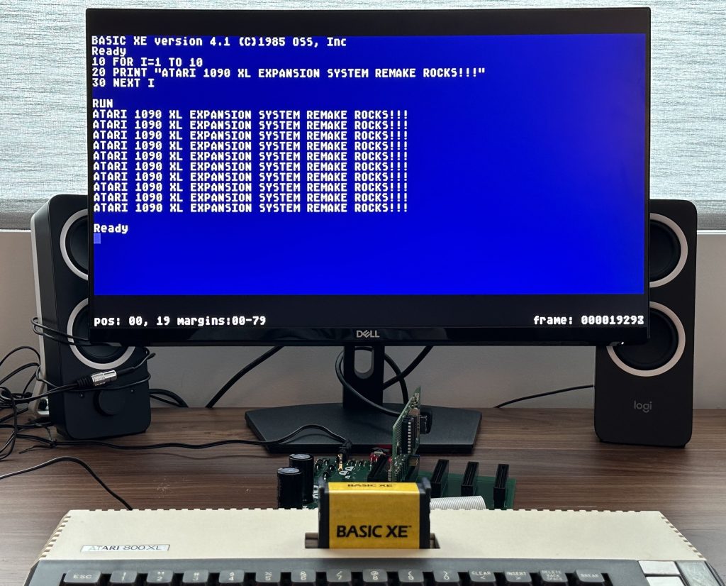 BASIC XE running on an Atari 800XL with the 80-column board for the 1090 XL Exansion System replica